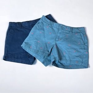 2-Pack Pair Magellan 4” Mid-Rise Chino Shorts Navy and Teal Blue Lobster 4